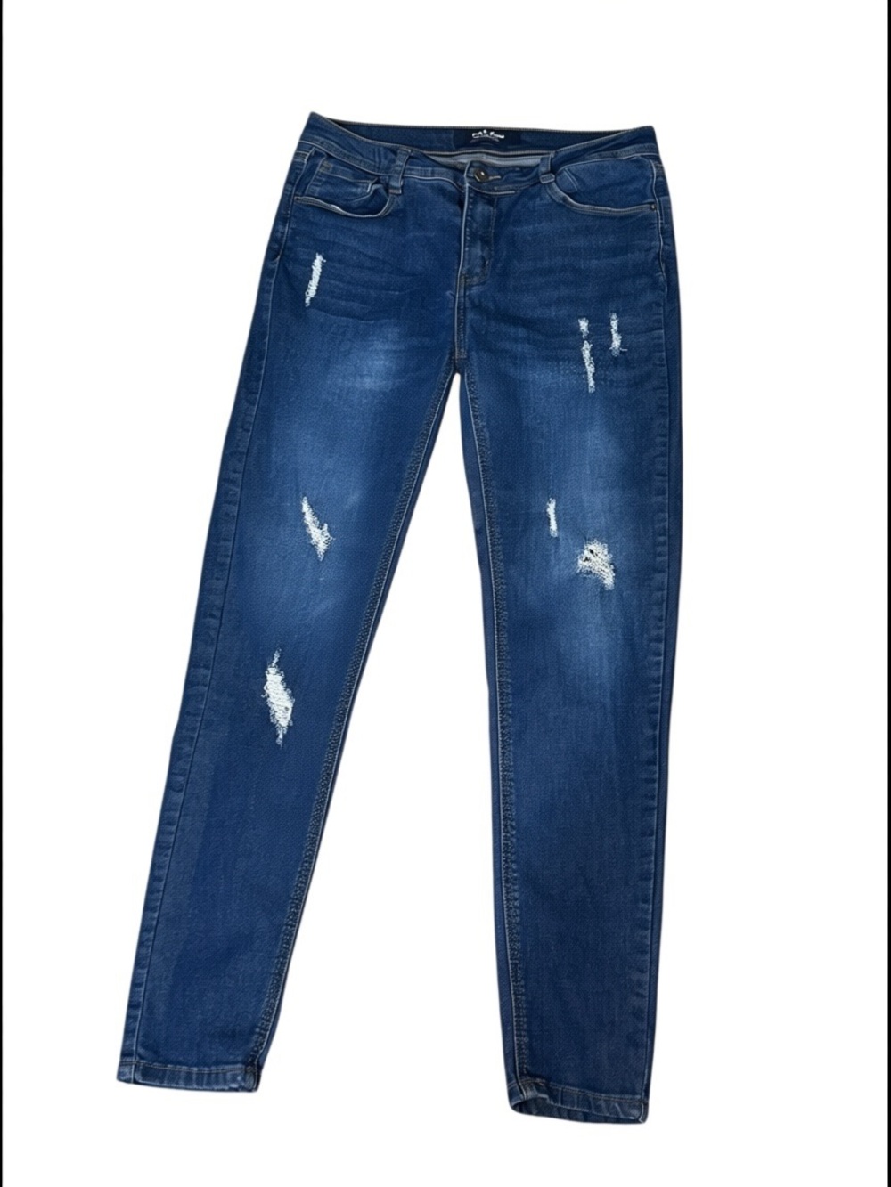 Wax Jean Dark Blue Distressed Skinny Jeans